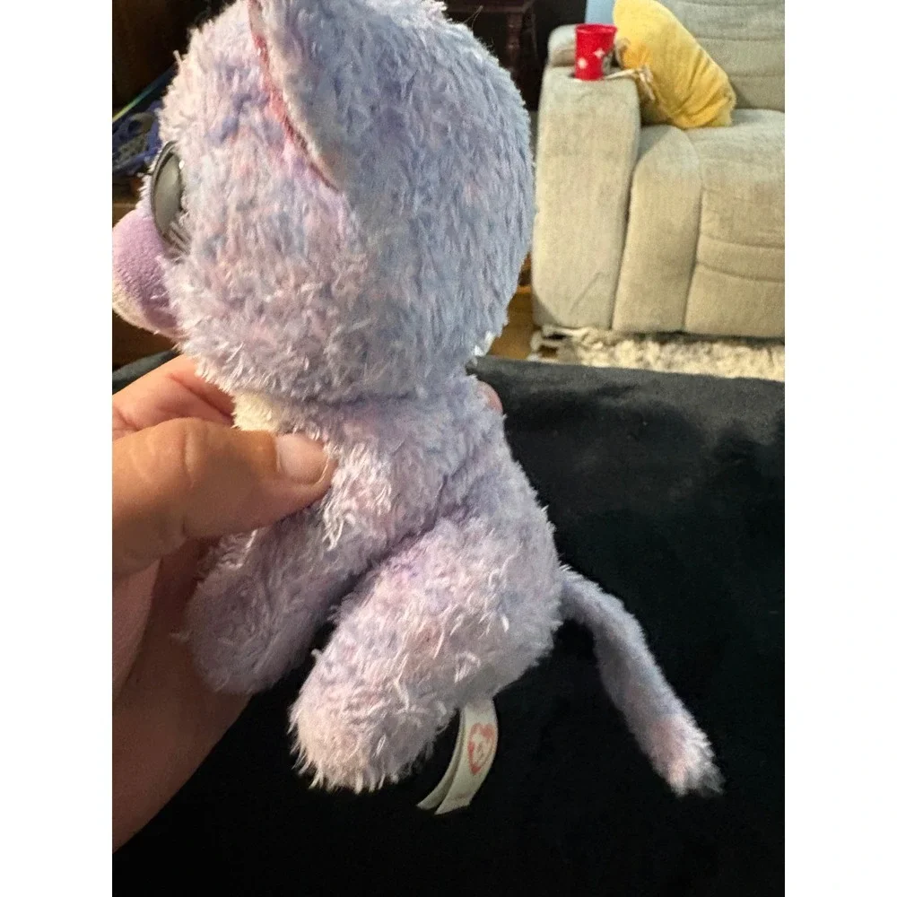 Ty Beanie Boos Sophie the Cat Lavender Pink Glitter Eyes Plush Stuffed Animal
